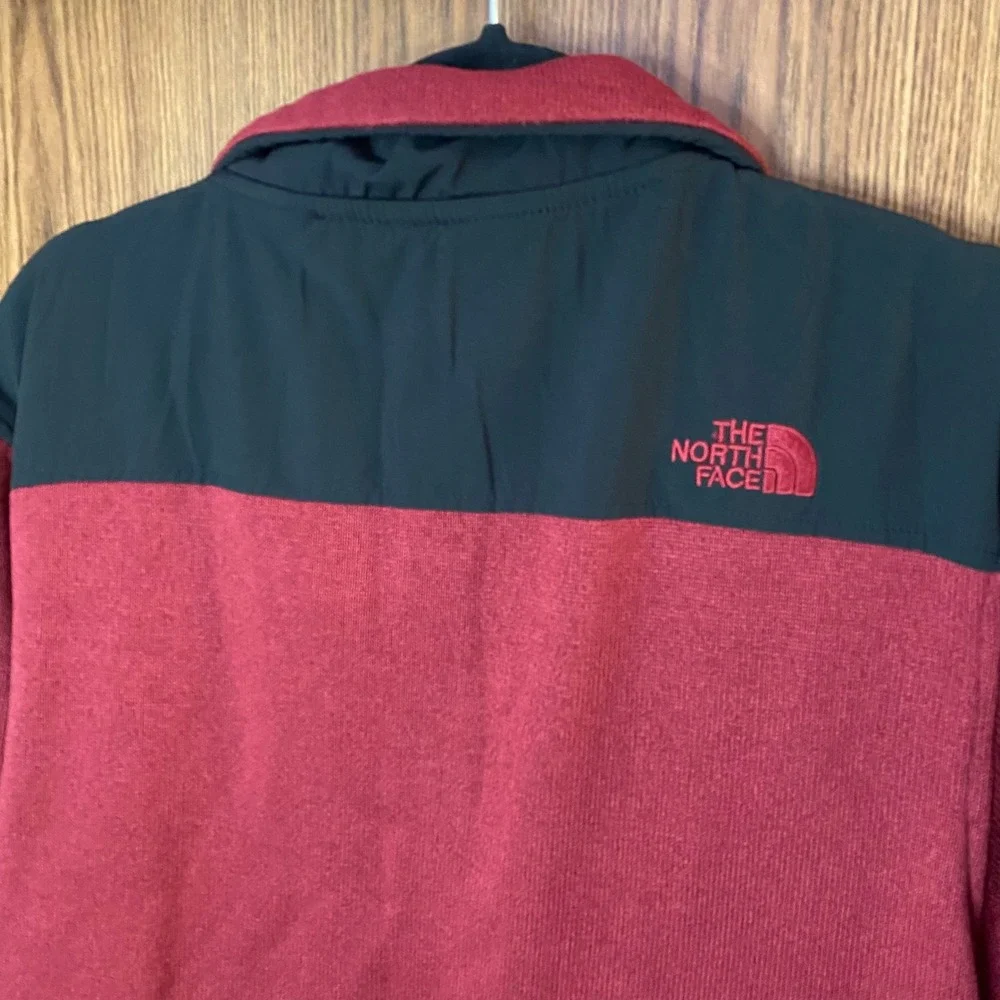 The North Face Fleece Jacket Mens Large Burgundy Black Full Zip MockNeck Sweater
